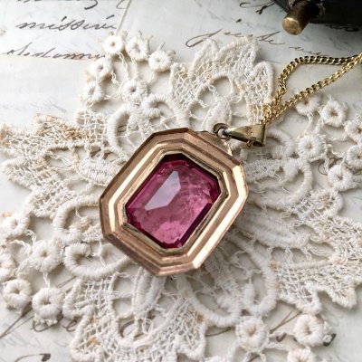 画像5: ピンクガラスのチェーンペンダント