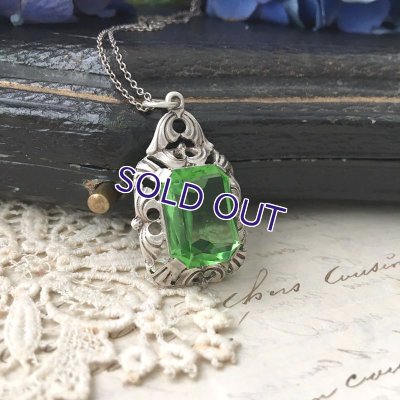 画像3: グリーンガラスのシルバーペンダント