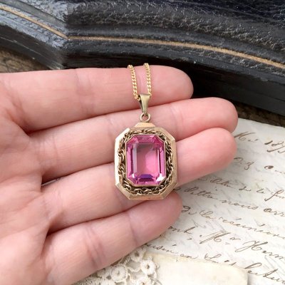 画像9: ピンクガラスのチェーンペンダント