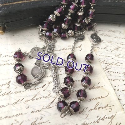 画像5: 総キャップパープルガラスのシルバーロザリオ