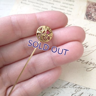 画像8: FIX ヤドリギとルビーガラスのゴールドピン