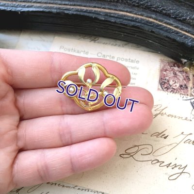 画像8: ヤドリギとパールのゴールドブローチE