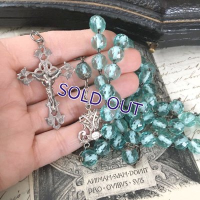 画像9: アクアマリンガラスのシルバーロザリオD