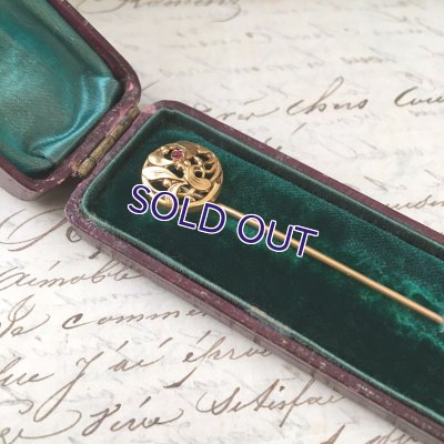 画像7: FIX ヤドリギとルビーガラスのゴールドピン