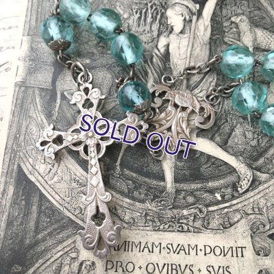 画像4: アクアマリンガラスのシルバーロザリオD