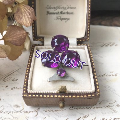 画像3: アメジストガラスのクローバーブローチB