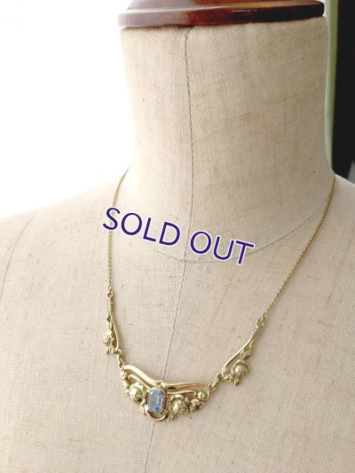 画像8: ブルーガラスとバラのゴールドネックレス