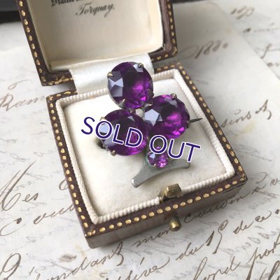 画像4: アメジストガラスのクローバーブローチB