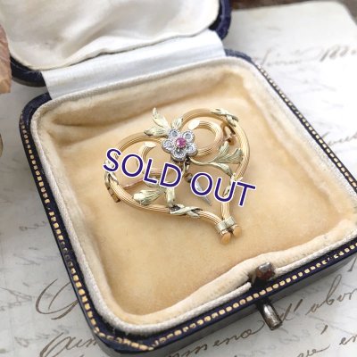 画像5: FIX ハート型ラバーズノットのルビーブローチ