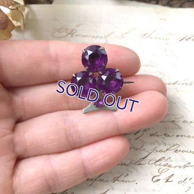 画像7: アメジストガラスのクローバーブローチB