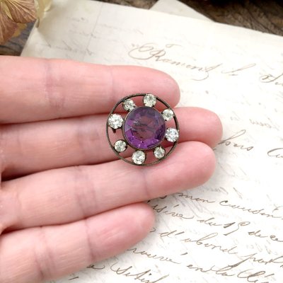 画像9: アメジストガラスのデイジーブローチ