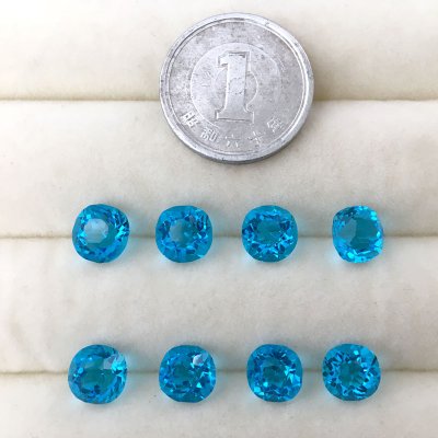 画像4: アンティークブルーガラスストーン クッション 濃色 約7.1〜7.5mm