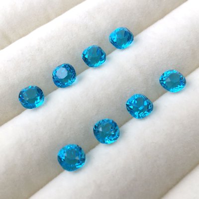 画像3: アンティークブルーガラスストーン クッション 濃色 約5.6〜6mm