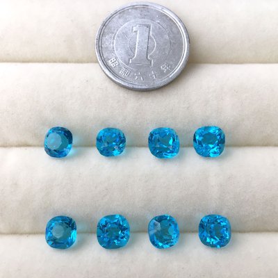 画像4: アンティークブルーガラスストーン クッション 濃色 約6.1〜6.5mm