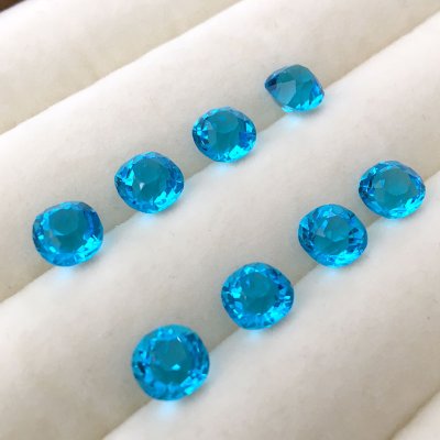 画像3: アンティークブルーガラスストーン クッション 濃色 約7.1〜7.5mm