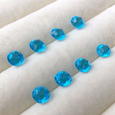 画像3: アンティークブルーガラスストーン 六角カット 約6.6〜7mm