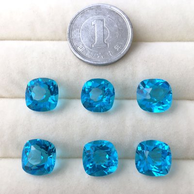 画像4: アンティークブルーガラスストーン クッション 薄色 約10mm