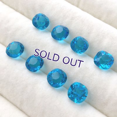 画像3: アンティークブルーガラスストーン クッション 濃色 約7.6〜8mm