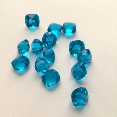 画像5: アンティークブルーガラスストーン クッション 薄色 約10mm