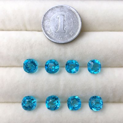 画像4: アンティークブルーガラスストーン クッション 薄色 約6.6〜7mm