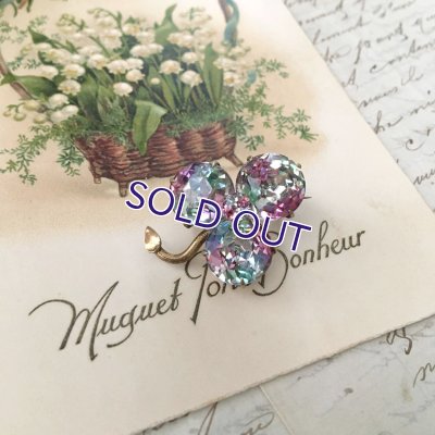 画像7: 初期アイリスガラスのクローバーブローチD