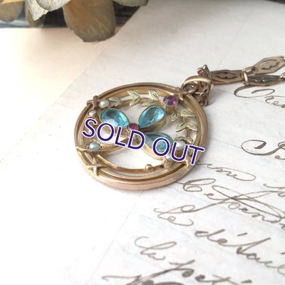 画像4: ブルーガラスクローバーのゴールドペンダント