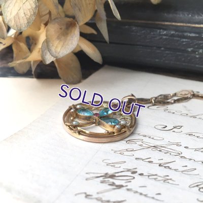 画像7: ブルーガラスクローバーのゴールドペンダント