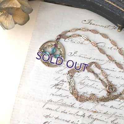 画像11: ブルーガラスクローバーのゴールドペンダント