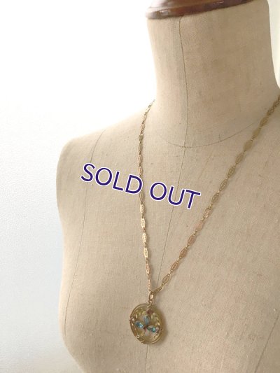 画像13: ブルーガラスクローバーのゴールドペンダント