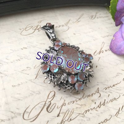 画像5: 葡萄の葉とサフィレットのシルバーロケットペンダント