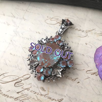 画像7: 葡萄の葉とサフィレットのシルバーロケットペンダント