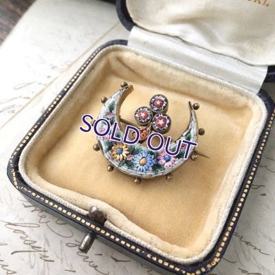 画像8: 三日月とクローバーのマイクロモザイクブローチ