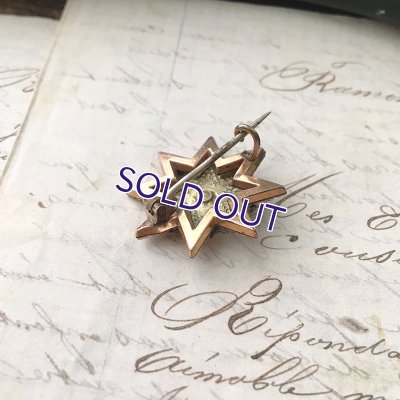 画像7: グリーン&ピンクゴールドのスターブローチ