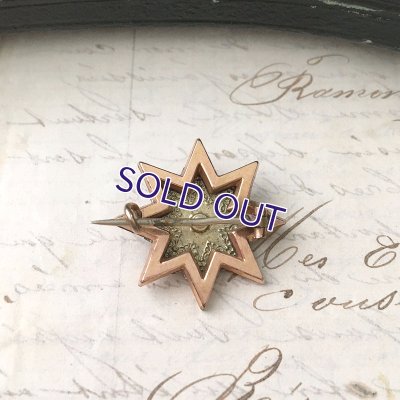 画像6: グリーン&ピンクゴールドのスターブローチ