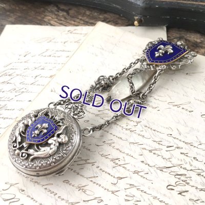 画像5: 天使と百合の紋章の懐中時計シャトレーン