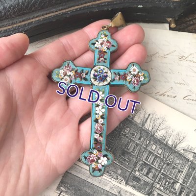 画像12: マイクロモザイクの大きなクロスペンダント