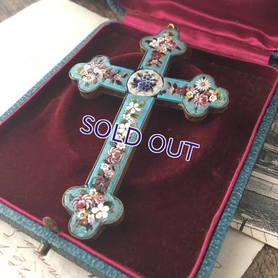 画像11: マイクロモザイクの大きなクロスペンダント