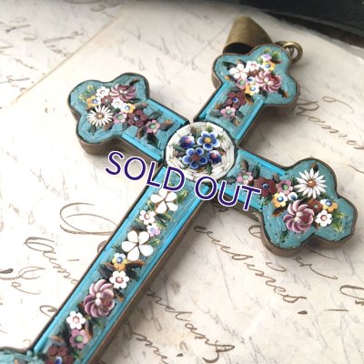 画像3: マイクロモザイクの大きなクロスペンダント