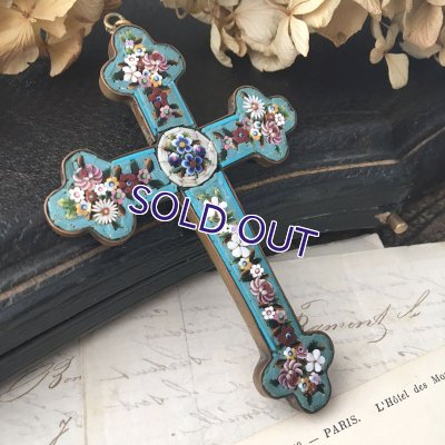 画像10: マイクロモザイクの大きなクロスペンダント