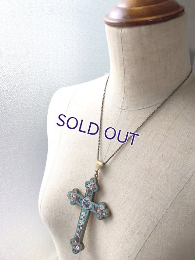 画像13: マイクロモザイクの大きなクロスペンダント