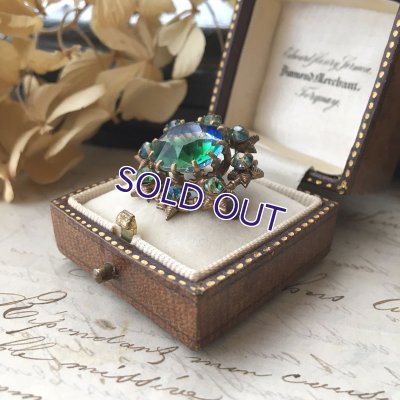 画像6: ブルーとグリーンのアイリスガラスブローチ