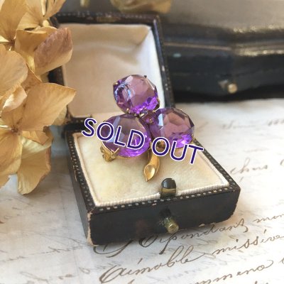 画像6: アメジストガラスのクローバーブローチ