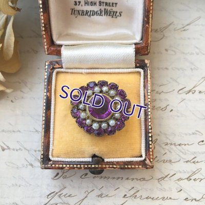 画像4: アメジストガラスとパールのクラスターブローチ