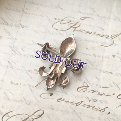 画像9: 銀製 ローズカットガラスの百合の紋章ブローチ