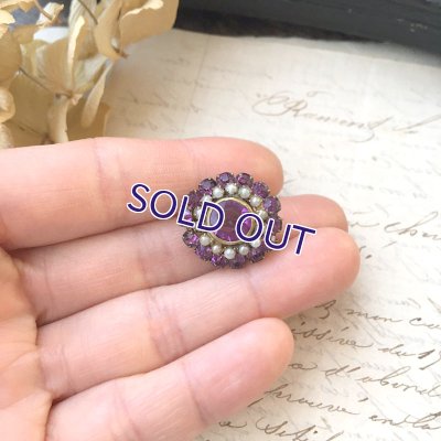 画像10: アメジストガラスとパールのクラスターブローチ