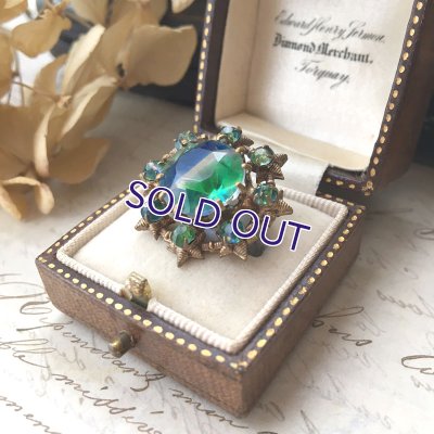 画像10: ブルーとグリーンのアイリスガラスブローチ