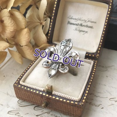 画像4: 銀製 ローズカットガラスの百合の紋章ブローチ