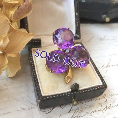 画像5: アメジストガラスのクローバーブローチ