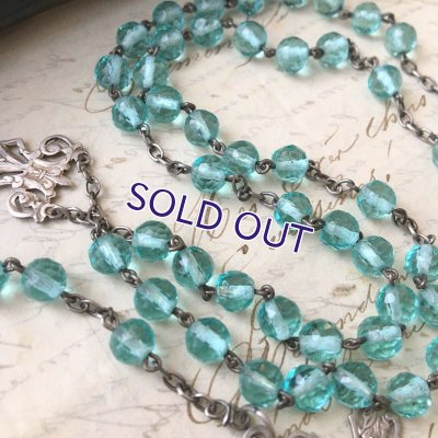 画像8: 蛍光アクアマリンガラスのシルバーロザリオB