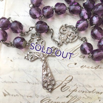 画像3: 蛍光アメジストガラスのシルバーロザリオ
